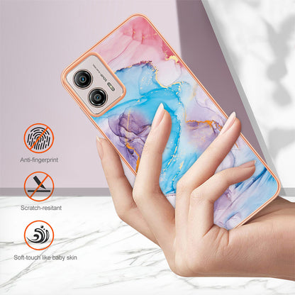 YB IMD Series-1 Phone Case for Motorola Moto G53 5G / G23 4G / G13 4G , Marble Floral Pattern IMD TPU Cover