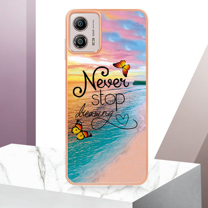 YB IMD Series-1 Phone Case for Motorola Moto G53 5G / G23 4G / G13 4G , Marble Floral Pattern IMD TPU Cover