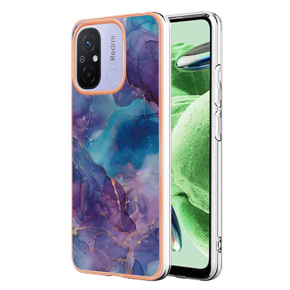 For Xiaomi Redmi 12C 4G / 11A 4G YB IMD Series-16 Style E Phone Case 2.0mm Electroplating IMD Marble Pattern TPU Cover