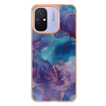 For Xiaomi Redmi 12C 4G / 11A 4G YB IMD Series-16 Style E Phone Case 2.0mm Electroplating IMD Marble Pattern TPU Cover