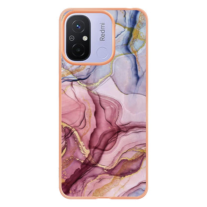 For Xiaomi Redmi 12C 4G / 11A 4G YB IMD Series-16 Style E Phone Case 2.0mm Electroplating IMD Marble Pattern TPU Cover