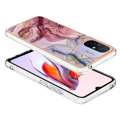 For Xiaomi Redmi 12C 4G / 11A 4G YB IMD Series-16 Style E Phone Case 2.0mm Electroplating IMD Marble Pattern TPU Cover