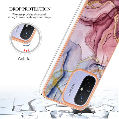 For Xiaomi Redmi 12C 4G / 11A 4G YB IMD Series-16 Style E Phone Case 2.0mm Electroplating IMD Marble Pattern TPU Cover