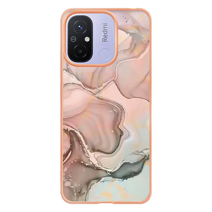 For Xiaomi Redmi 12C 4G / 11A 4G YB IMD Series-16 Style E Phone Case 2.0mm Electroplating IMD Marble Pattern TPU Cover