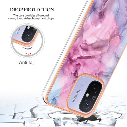 For Xiaomi Redmi 12C 4G / 11A 4G YB IMD Series-16 Style E Phone Case 2.0mm Electroplating IMD Marble Pattern TPU Cover