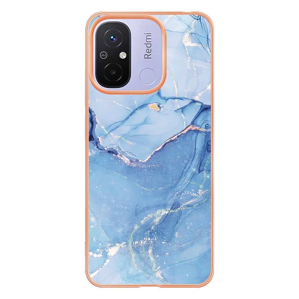 For Xiaomi Redmi 12C 4G / 11A 4G YB IMD Series-16 Style E Phone Case 2.0mm Electroplating IMD Marble Pattern TPU Cover