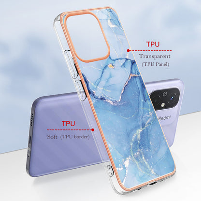 For Xiaomi Redmi 12C 4G / 11A 4G YB IMD Series-16 Style E Phone Case 2.0mm Electroplating IMD Marble Pattern TPU Cover