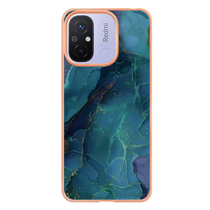 For Xiaomi Redmi 12C 4G / 11A 4G YB IMD Series-16 Style E Phone Case 2.0mm Electroplating IMD Marble Pattern TPU Cover