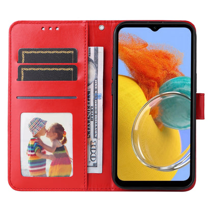 For Samsung Galaxy M14 5G Sunflower Imprinted Phone Wallet Case PU Leather Stand Cover with Strap