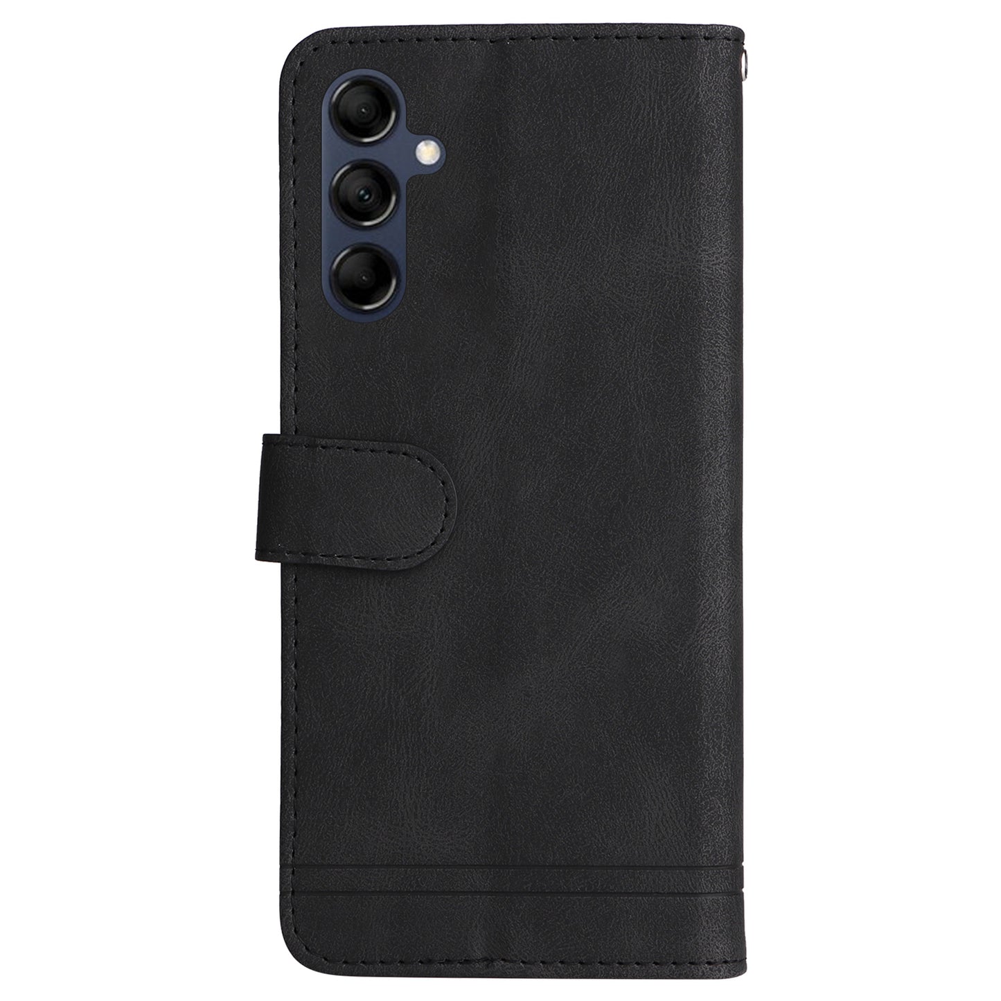 PU Leather Case for Samsung Galaxy M14 5G Skin-touch Imprinted Lines Wallet Stand Phone Cover