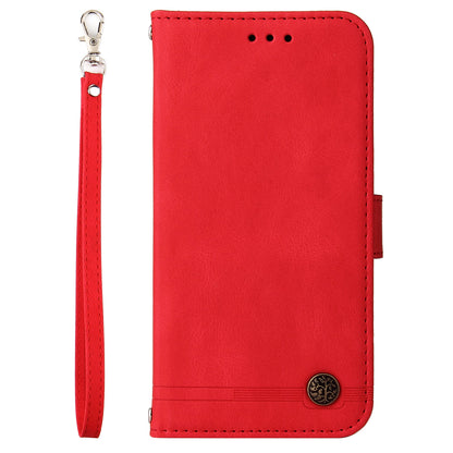 PU Leather Case for Samsung Galaxy M14 5G Skin-touch Imprinted Lines Wallet Stand Phone Cover