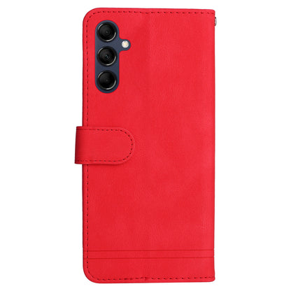 PU Leather Case for Samsung Galaxy M14 5G Skin-touch Imprinted Lines Wallet Stand Phone Cover