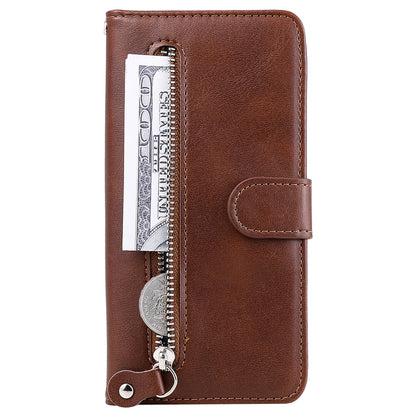 For Samsung Galaxy M14 5G PU Leather Case Zipper Pocket Calf Texture Stand Wallet Phone Cover