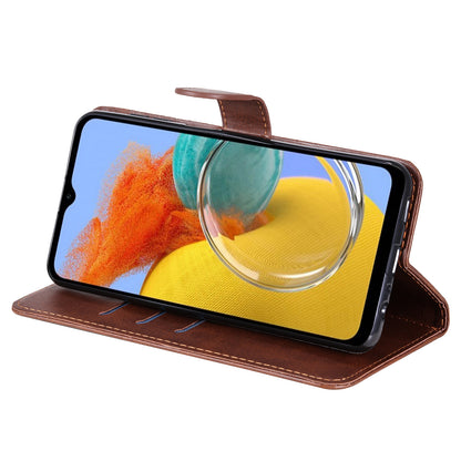 For Samsung Galaxy M14 5G PU Leather Case Zipper Pocket Calf Texture Stand Wallet Phone Cover