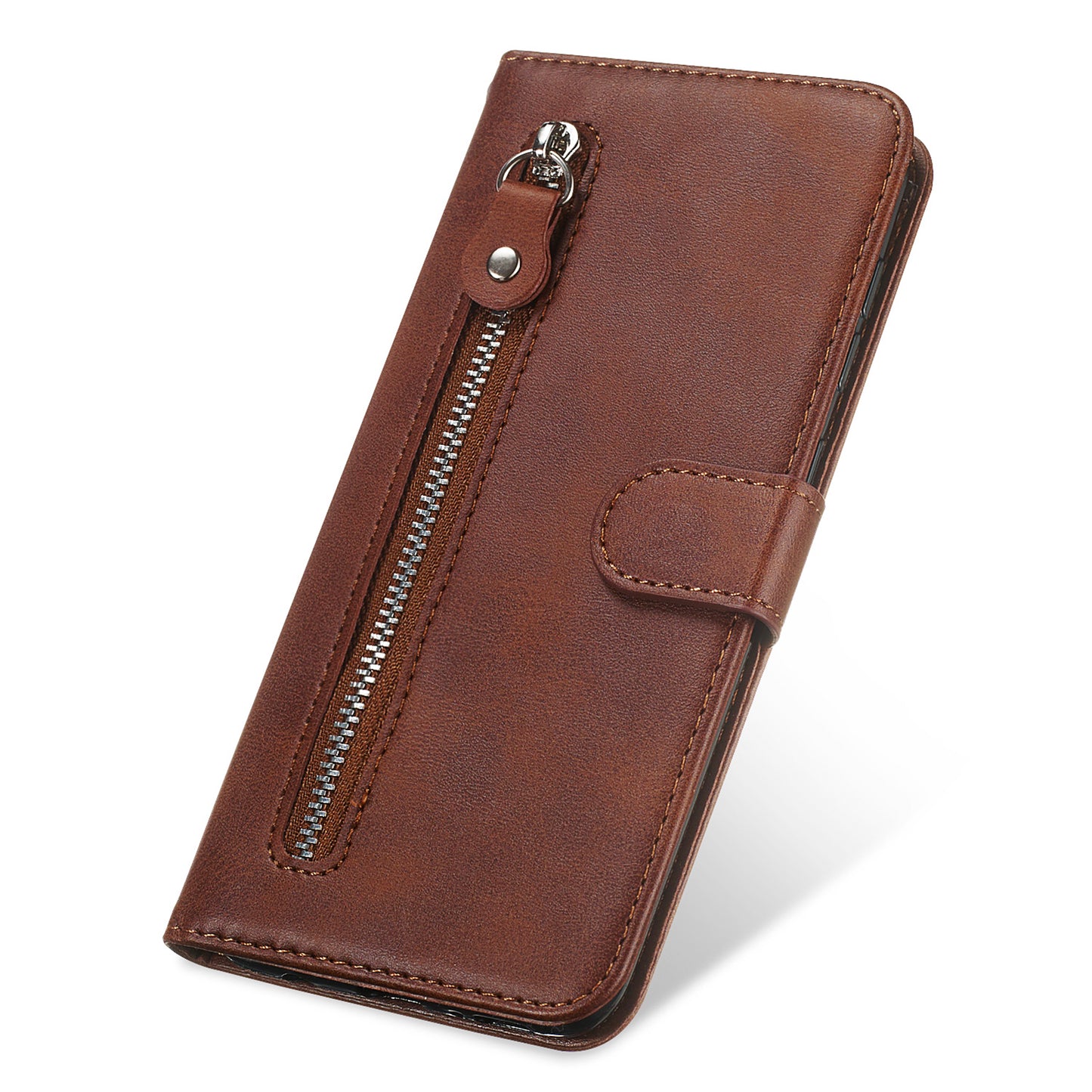 For Samsung Galaxy M14 5G PU Leather Case Zipper Pocket Calf Texture Stand Wallet Phone Cover