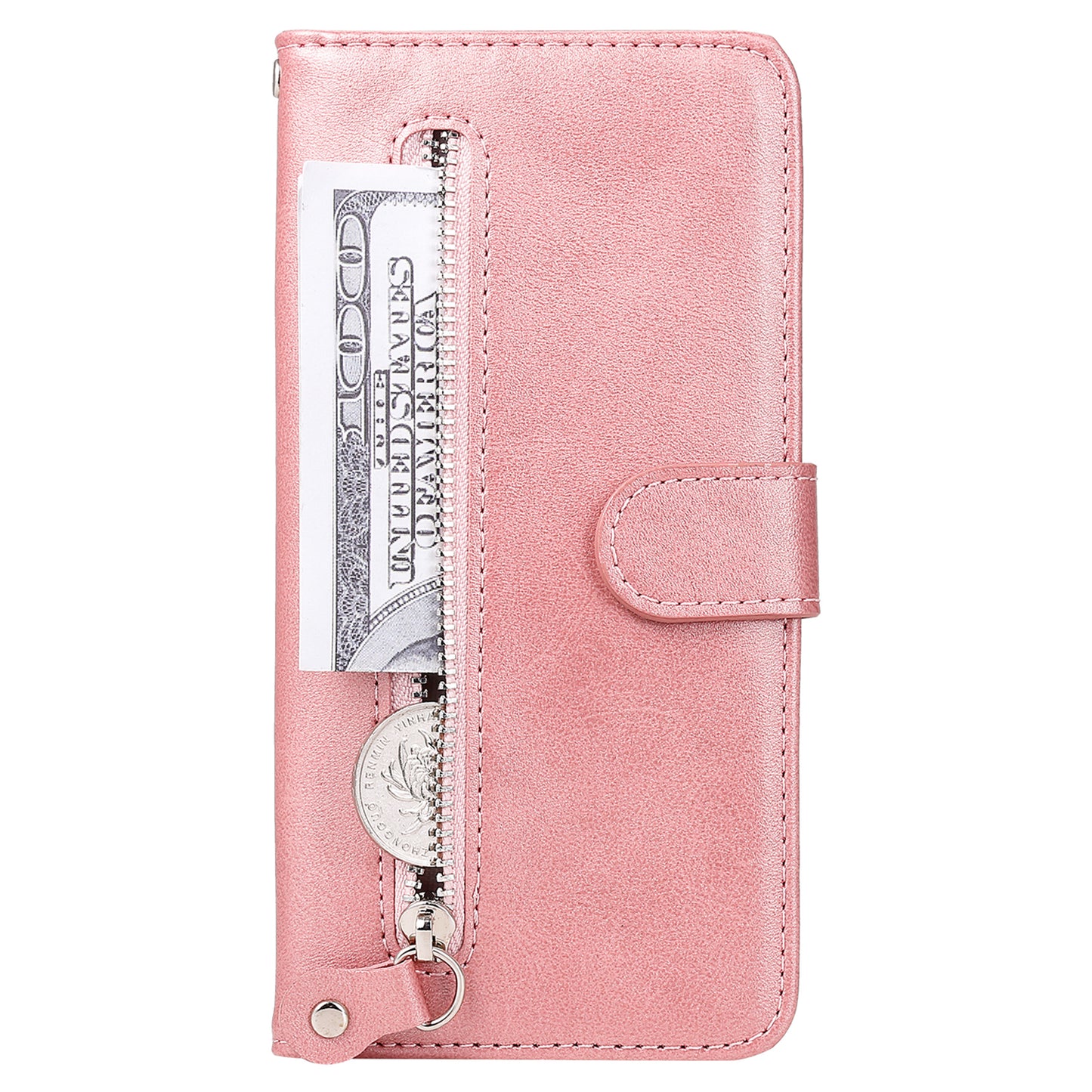 For Samsung Galaxy M14 5G PU Leather Case Zipper Pocket Calf Texture Stand Wallet Phone Cover