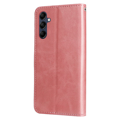 For Samsung Galaxy M14 5G PU Leather Case Zipper Pocket Calf Texture Stand Wallet Phone Cover