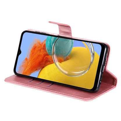 For Samsung Galaxy M14 5G PU Leather Case Zipper Pocket Calf Texture Stand Wallet Phone Cover