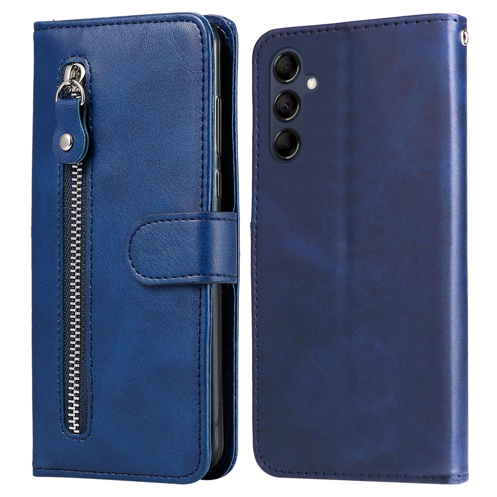 For Samsung Galaxy M14 5G PU Leather Case Zipper Pocket Calf Texture Stand Wallet Phone Cover
