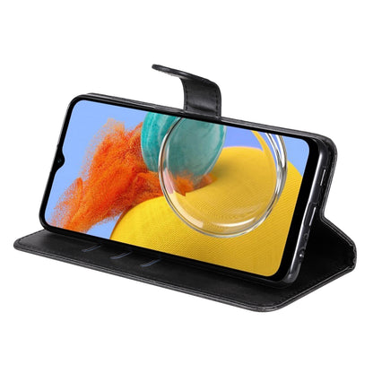 For Samsung Galaxy M14 5G PU Leather Case Zipper Pocket Calf Texture Stand Wallet Phone Cover