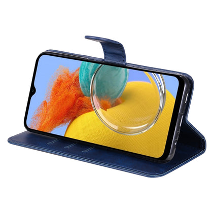 For Samsung Galaxy M14 5G PU Leather Case Zipper Pocket Calf Texture Stand Wallet Phone Cover