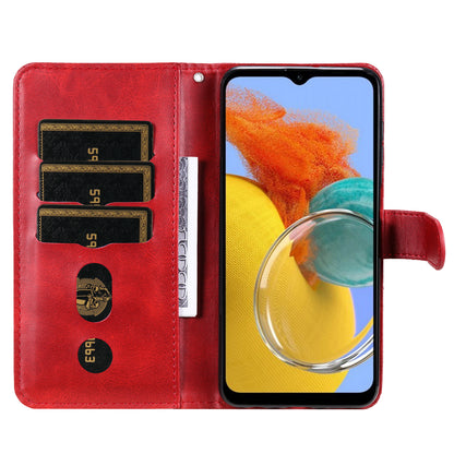 For Samsung Galaxy M14 5G PU Leather Case Zipper Pocket Calf Texture Stand Wallet Phone Cover