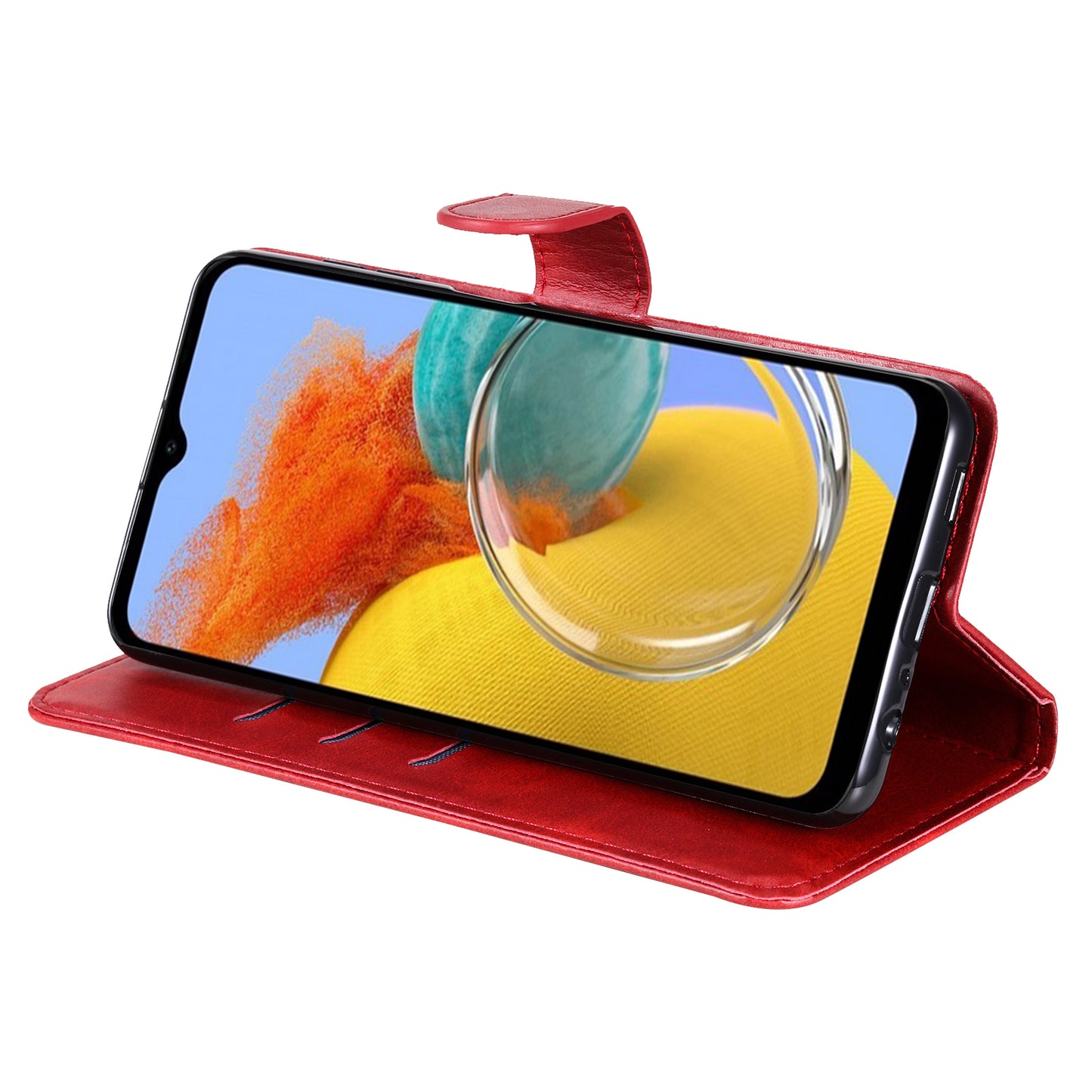 For Samsung Galaxy M14 5G PU Leather Case Zipper Pocket Calf Texture Stand Wallet Phone Cover