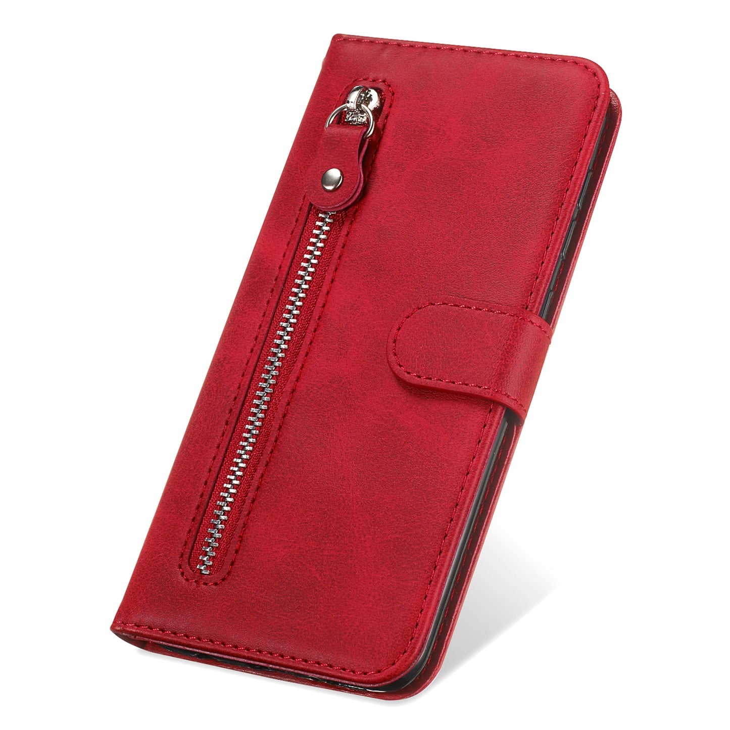 For Samsung Galaxy M14 5G PU Leather Case Zipper Pocket Calf Texture Stand Wallet Phone Cover