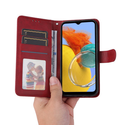 For Samsung Galaxy M14 5G Anti-Dust Phone Shell Calf Texture Stand Phone Case Leather Phone Cover with Strap