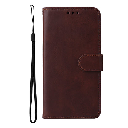 For Samsung Galaxy M14 5G Anti-Dust Phone Shell Calf Texture Stand Phone Case Leather Phone Cover with Strap