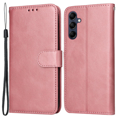 For Samsung Galaxy M14 5G Anti-Dust Phone Shell Calf Texture Stand Phone Case Leather Phone Cover with Strap