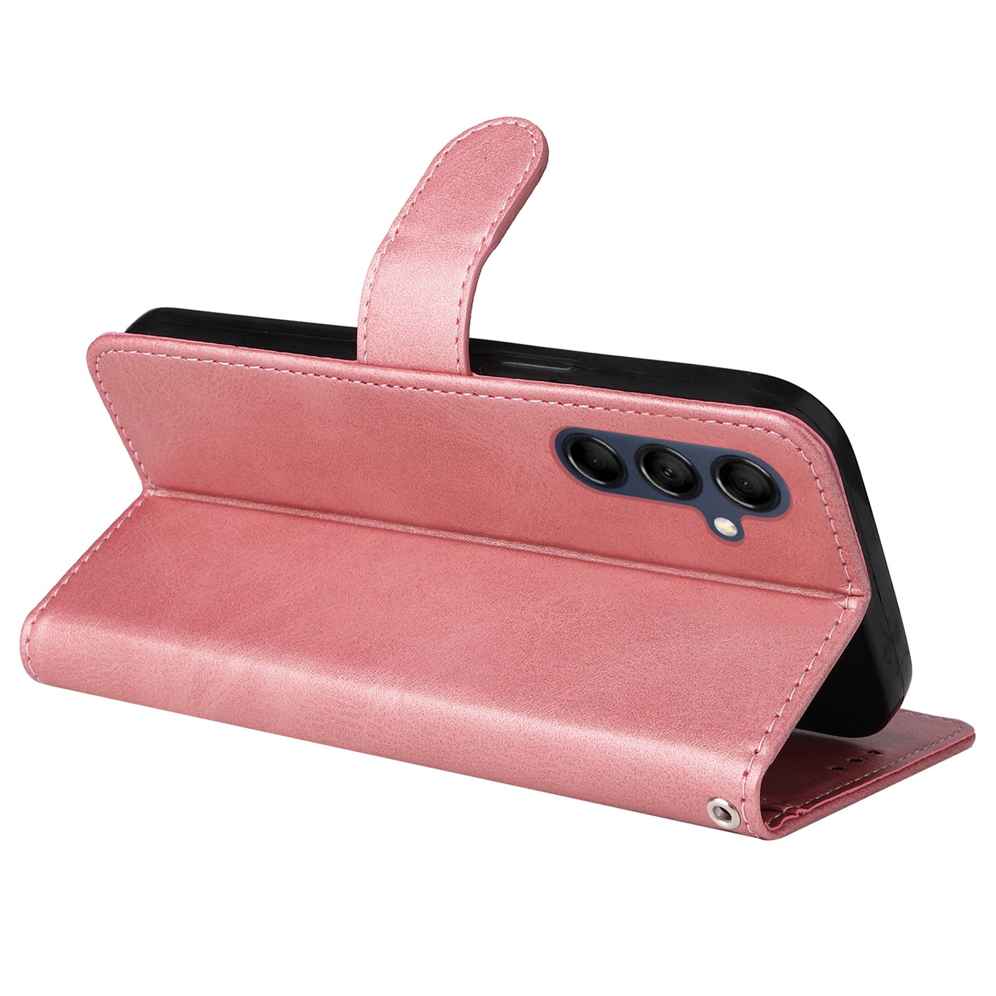 For Samsung Galaxy M14 5G Anti-Dust Phone Shell Calf Texture Stand Phone Case Leather Phone Cover with Strap