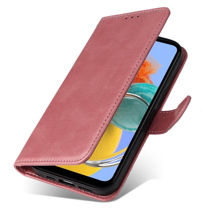 For Samsung Galaxy M14 5G Anti-Dust Phone Shell Calf Texture Stand Phone Case Leather Phone Cover with Strap