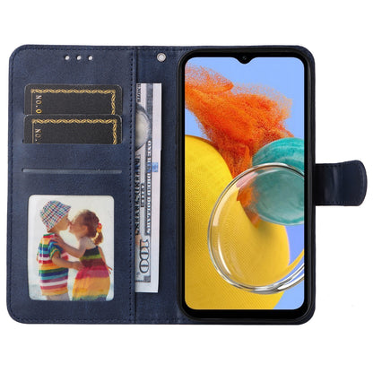 For Samsung Galaxy M14 5G Anti-Dust Phone Shell Calf Texture Stand Phone Case Leather Phone Cover with Strap