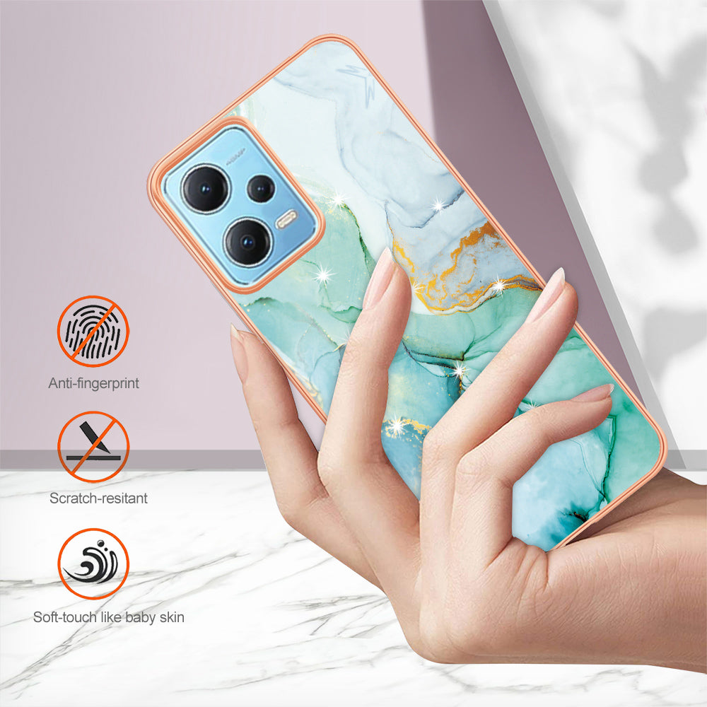 For Xiaomi Poco X5 5G / Redmi Note 12 5G (Global) / (China) / (India) YB IMD Series-2 Marble Pattern IMD TPU Case Cover