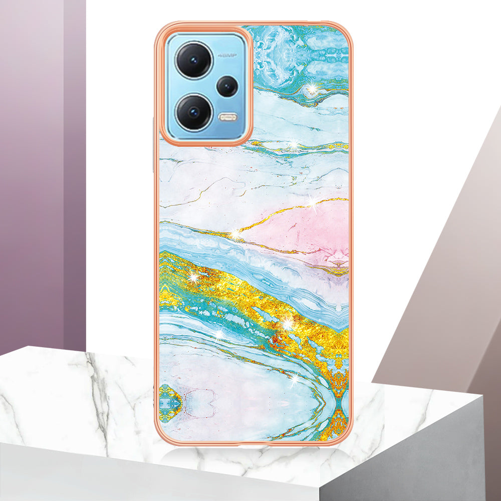 For Xiaomi Poco X5 5G / Redmi Note 12 5G (Global) / (China) / (India) YB IMD Series-2 Marble Pattern IMD TPU Case Cover