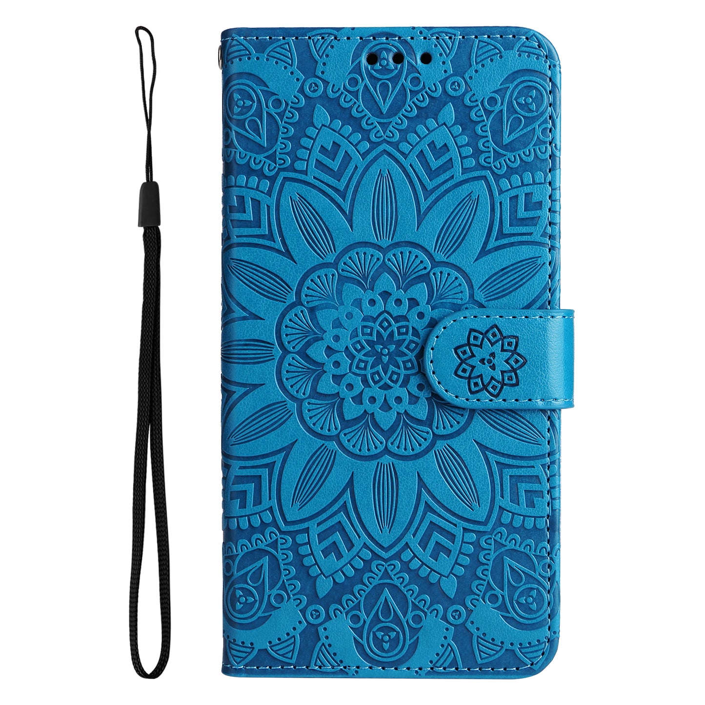 PU Leather Stand Cover for Honor Magic5 Pro Sunflower Imprinted Phone Wallet Case with Strap