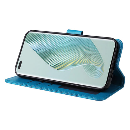 PU Leather Stand Cover for Honor Magic5 Pro Sunflower Imprinted Phone Wallet Case with Strap