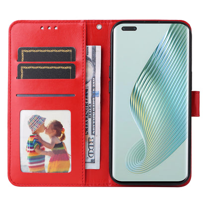 PU Leather Stand Cover for Honor Magic5 Pro Sunflower Imprinted Phone Wallet Case with Strap