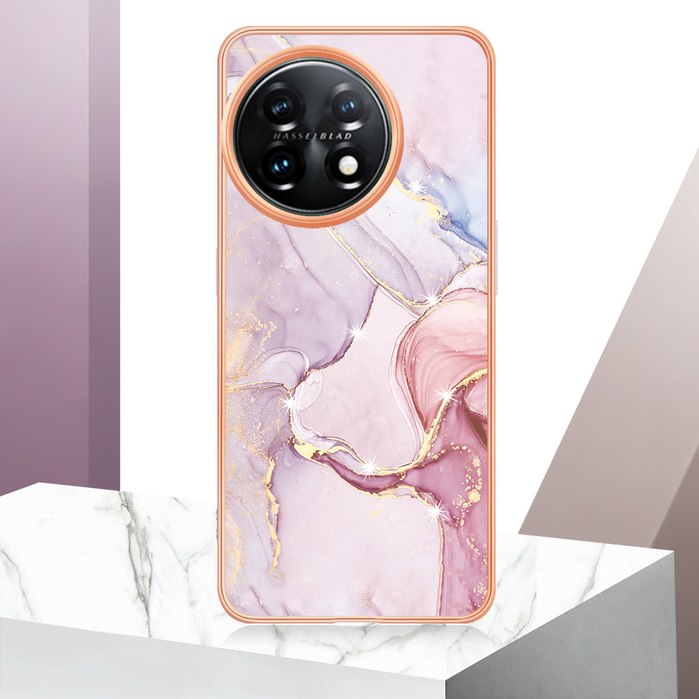 For OnePlus 11 5G YB IMD Series-2 Marble Pattern IMD TPU Case Electroplating Cell Phone Shell
