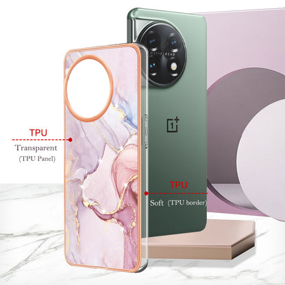 For OnePlus 11 5G YB IMD Series-2 Marble Pattern IMD TPU Case Electroplating Cell Phone Shell