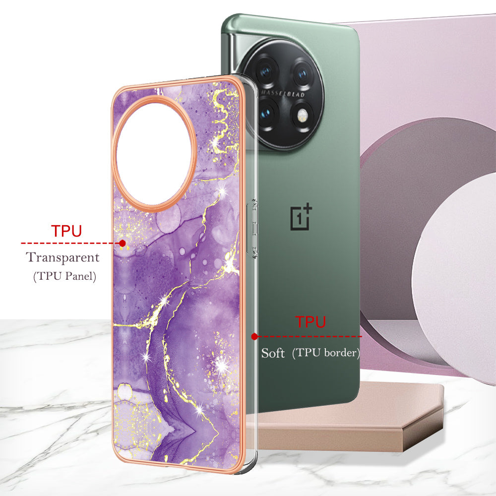 For OnePlus 11 5G YB IMD Series-2 Marble Pattern IMD TPU Case Electroplating Cell Phone Shell