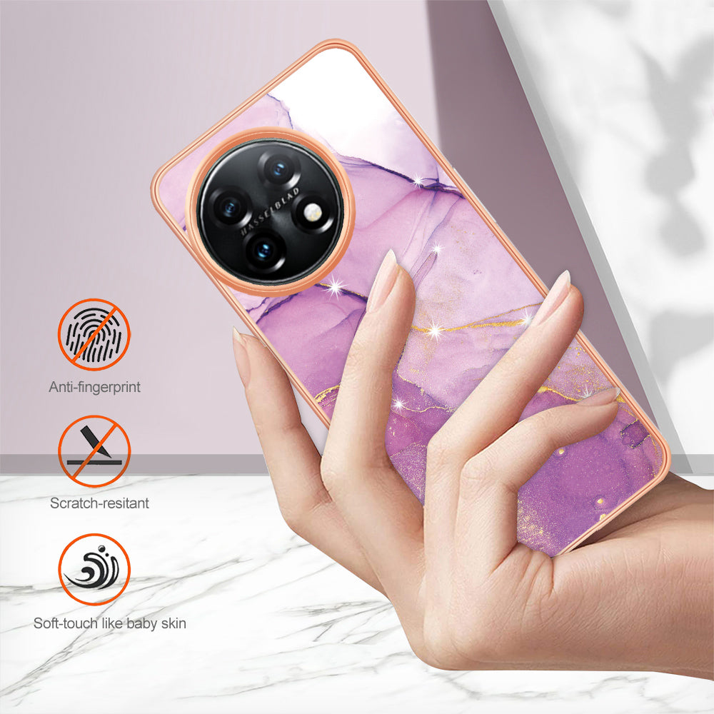 For OnePlus 11 5G YB IMD Series-2 Marble Pattern IMD TPU Case Electroplating Cell Phone Shell