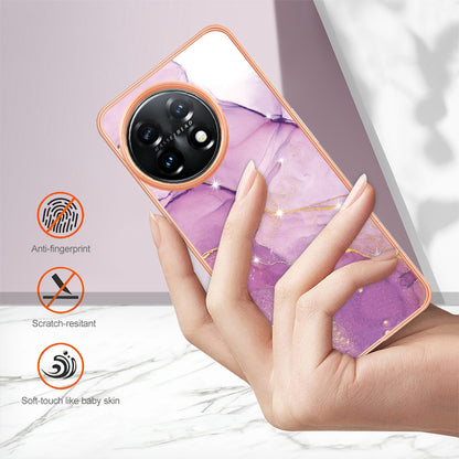 For OnePlus 11 5G YB IMD Series-2 Marble Pattern IMD TPU Case Electroplating Cell Phone Shell