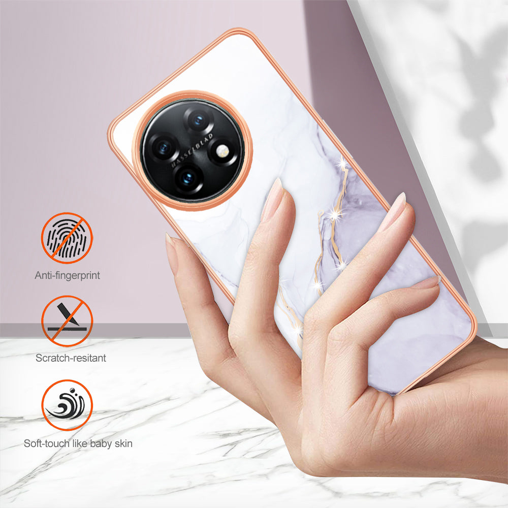 For OnePlus 11 5G YB IMD Series-2 Marble Pattern IMD TPU Case Electroplating Cell Phone Shell
