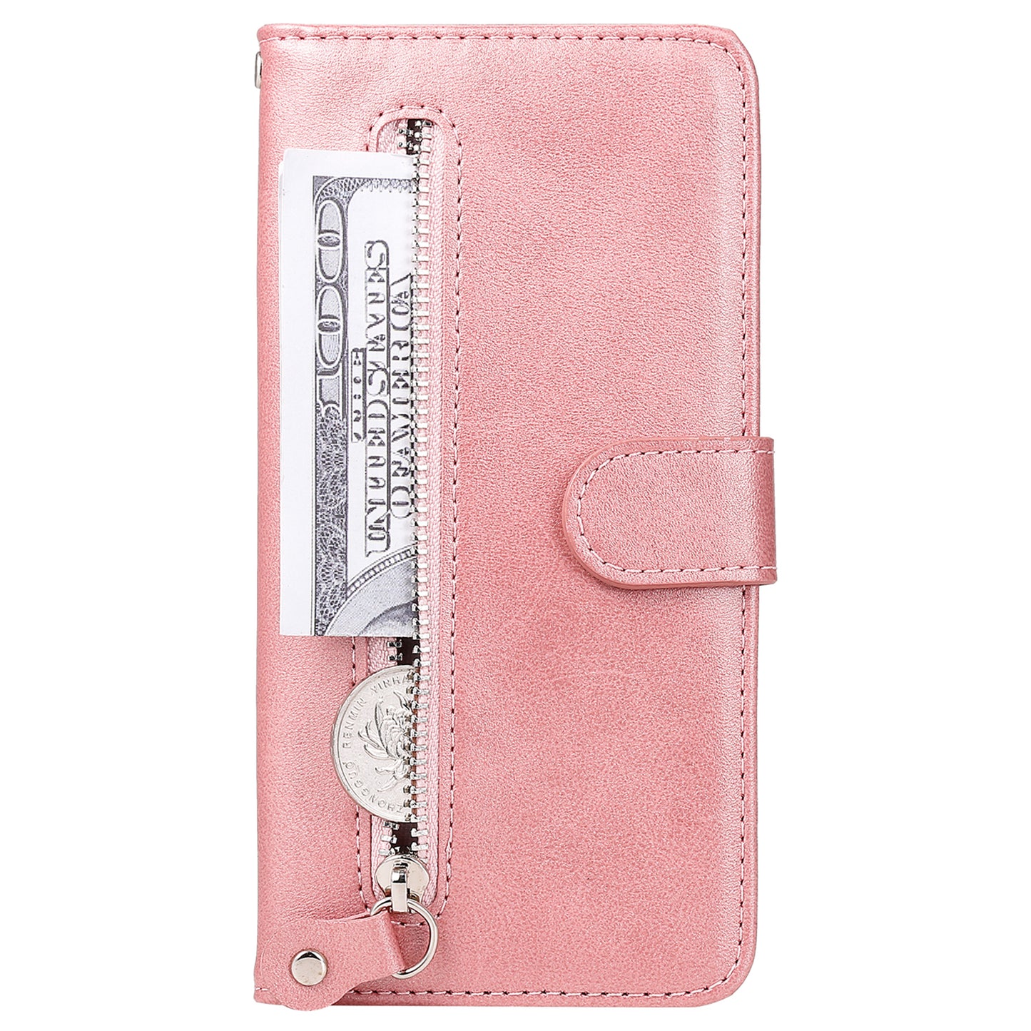 Wallet Phone Cover for Honor Magic5 Pro PU Leather Case Zipper Pocket Calf Texture Stand Shell