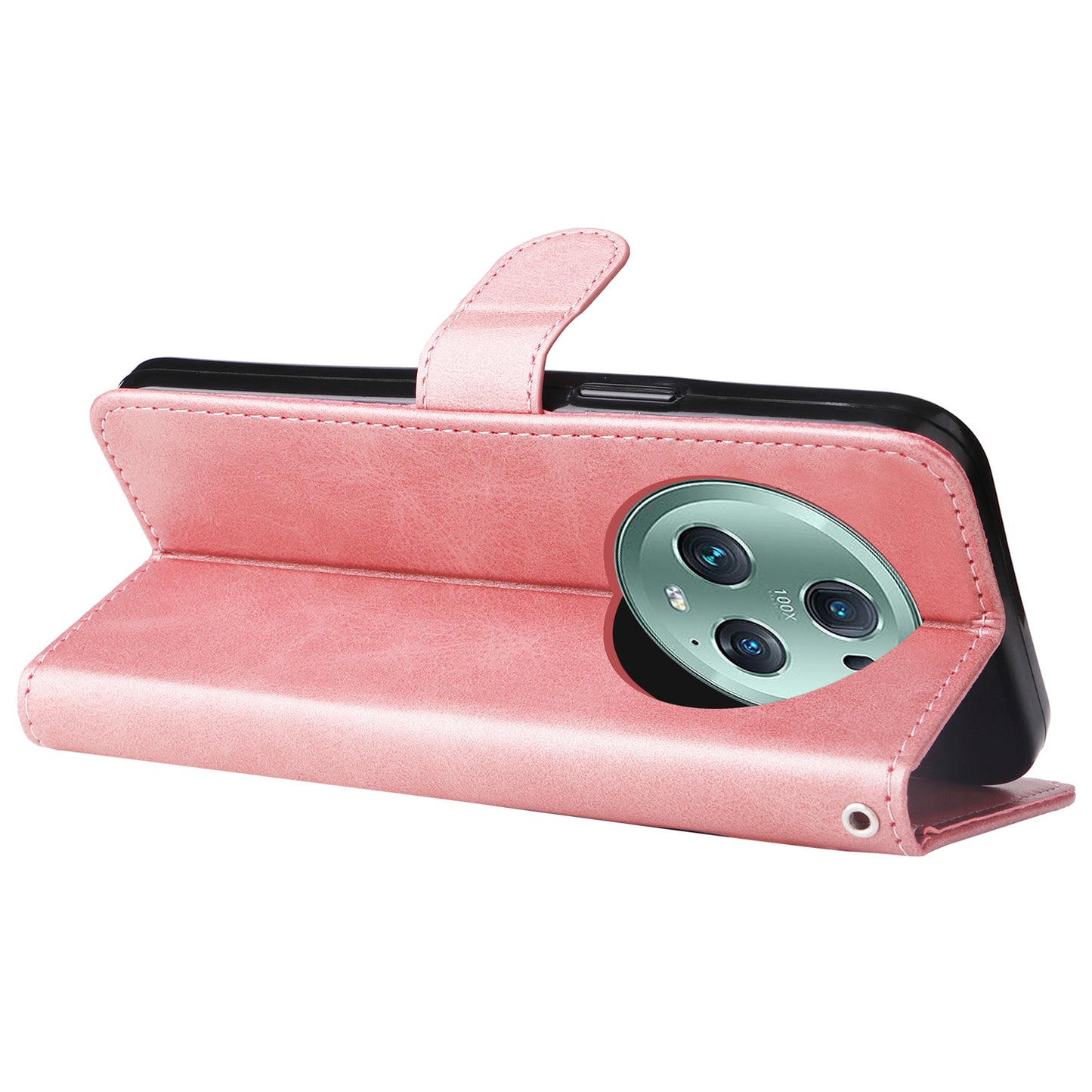 Wallet Phone Cover for Honor Magic5 Pro PU Leather Case Zipper Pocket Calf Texture Stand Shell