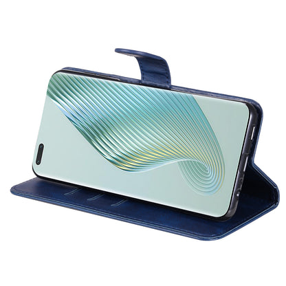 Wallet Phone Cover for Honor Magic5 Pro PU Leather Case Zipper Pocket Calf Texture Stand Shell