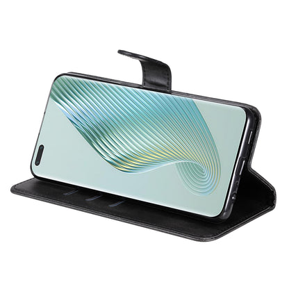 Wallet Phone Cover for Honor Magic5 Pro PU Leather Case Zipper Pocket Calf Texture Stand Shell