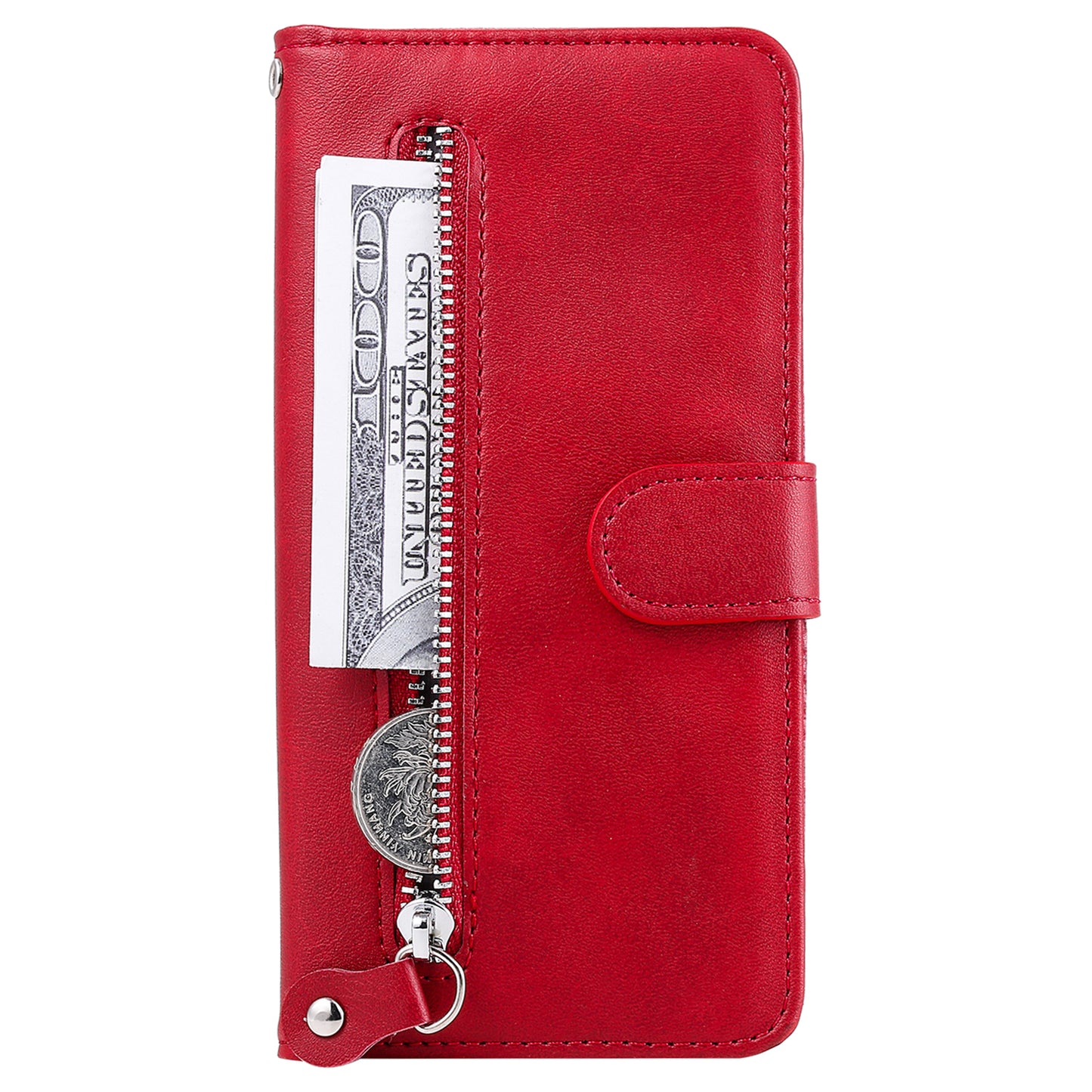 Wallet Phone Cover for Honor Magic5 Pro PU Leather Case Zipper Pocket Calf Texture Stand Shell